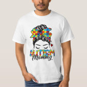 Mama Messy Bun Autisme T-shirt (Voorkant)