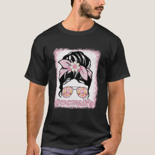 Mama Messy Bun Bleaches Groovy Hippie Bloemmoeder T-shirt