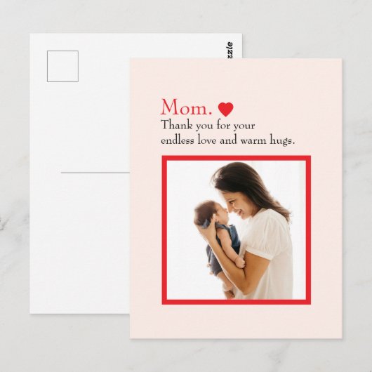 "Mama" met Hart & Aangepaste Bericht - Briefkaart (Voorkant / Achterkant)