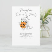 Mama met Jack-O' Lantern Pumpkin Carving Party Kaart (Staand voorkant)