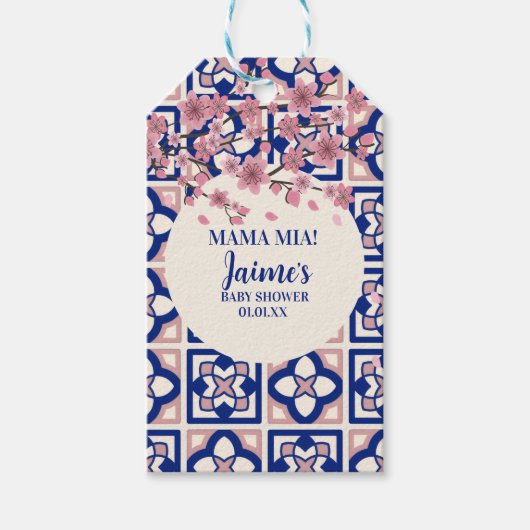 Mama Mia Baby Shower Cherry Blossoms Cadeaulabel (Voorkant)