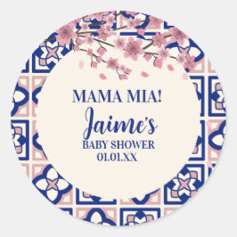 Mama Mia Baby Shower Cherry Blossoms Ronde Sticker