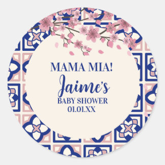 Mama Mia Baby Shower Cherry Blossoms Ronde Sticker
