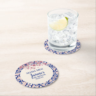 Mama Mia Baby Shower Kersenbloesem Ronde Kartonnen Onderzetter