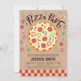 Mama Mia Faux Kraft Pizza Party Baby shower Kaart