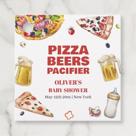 Mama Mia Italian Pizza Beer Pacifier Baby shower Bedankjes Labels (Voorkant)