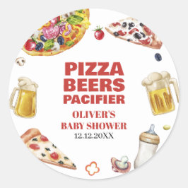 Mama Mia Pizza Beer Pacifier Baby shower Ronde Sticker
