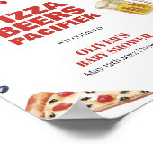 Mama Mia Pizza Beer Pacifier Baby shower Welkom Poster (Hoek)