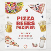 Mama Mia Pizza Beer Pacifier Baby shower Wijn Etiket (Enkel label)