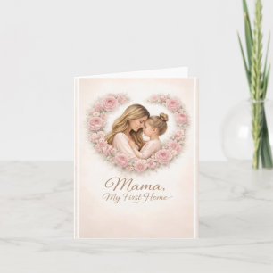 Mama — Mijn eerste thuis Moeder & dochter bloemm Feestdagen Kaart