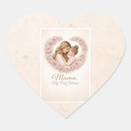 Mama — Mijn eerste thuis | Moeder & dochter bloemm Hart Sticker