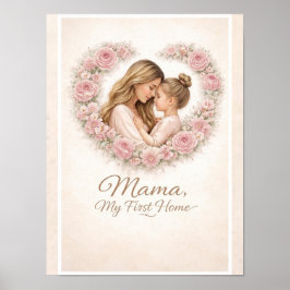 Mama — Mijn eerste thuis | Moeder & dochter bloemm Poster