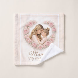 Mama — Mijn eerste thuis | Moeder & dochter bloemm Washandje