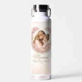 Mama — Mijn eerste thuis | Moeder & dochter bloemm Waterfles (Voorkant)