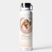 Mama — Mijn eerste thuis | Moeder & dochter bloemm Waterfles (Achterkant)