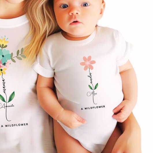 Mama mini matching Custom Wildflower Romper