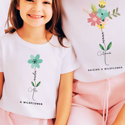 Mama mini matching Custom Wildflower T-shirt