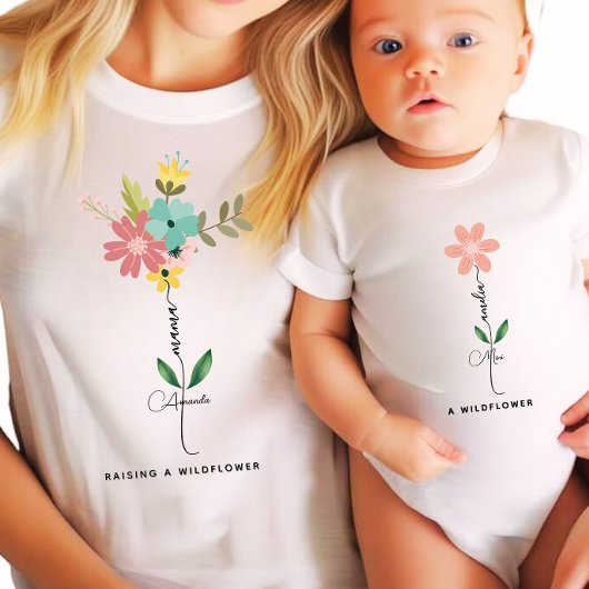 Mama mini matching Custom Wildflower T-shirt