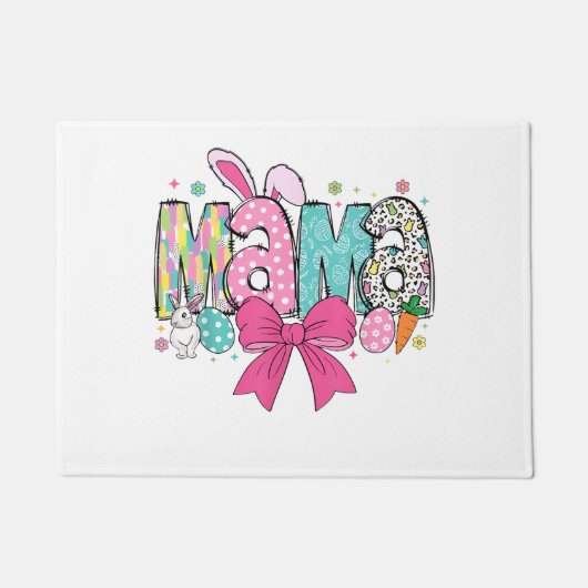 Mama Mini Pasen Matching Mama Bunny Pasen Dag T- Deurmat (Voorkant)