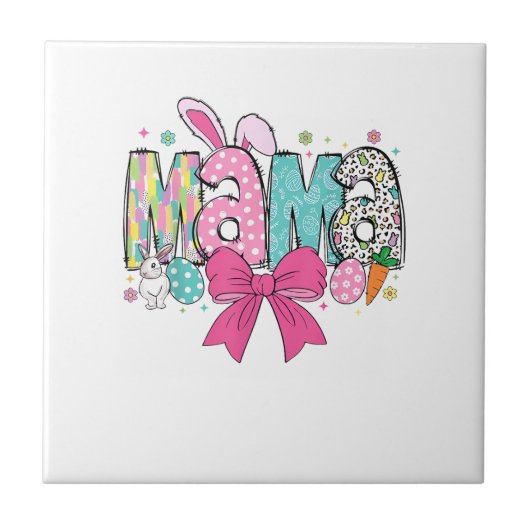 Mama Mini Pasen Matching Mama Bunny Pasen Dag T- Tegeltje (Voorkant)