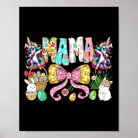 Mama Mini Pasen Matching Mama Konijn Pasen Dag Poster (Voorkant)
