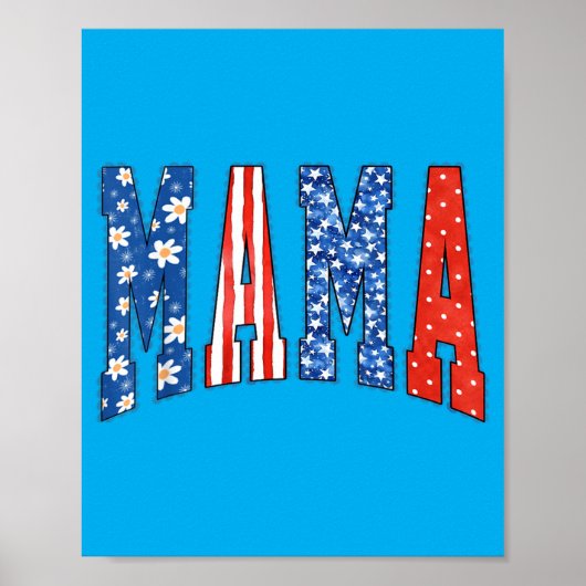 Mama Mini Schattig 4 juli Moeder Kinderen Amerikaa Poster (Voorkant)