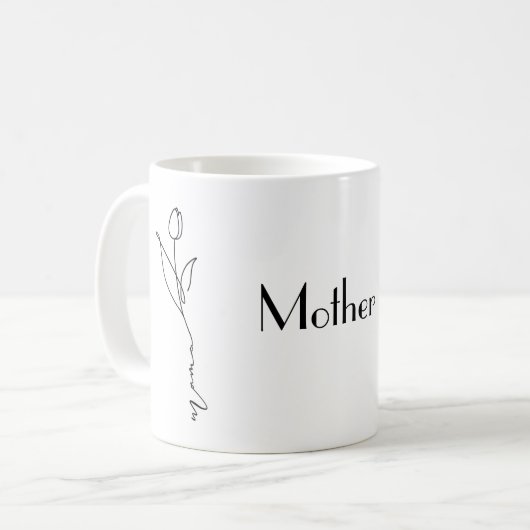 Mama | Minimaal chique script en Mok van bloemen (Voorkant links)