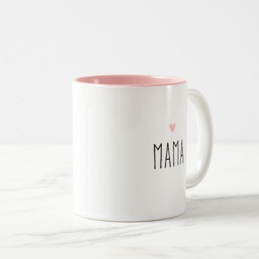 Mama | Moderne aangepaste hartkleur mam Tweekleurige Koffiemok (Voorkant rechts)