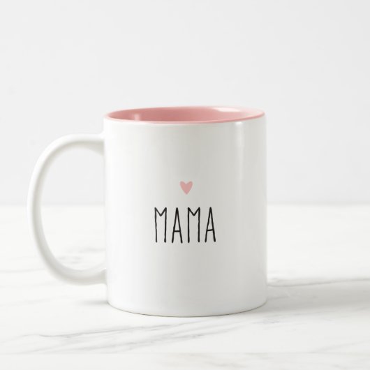 Mama | Moderne aangepaste hartkleur mam Tweekleurige Koffiemok (Links)