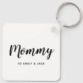 Mama | Moderne Moeder Kinderen Namen Sleutelhanger (Achterkant)