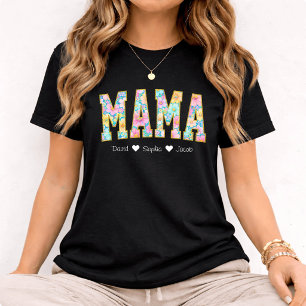 Mama Moeder Bloemen Met Namen Kinderen Moederdag T-shirt