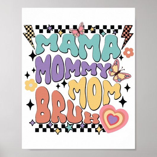 Mama Moeder Bruh Retro Groovy Moederdag Mo Poster (Voorkant)