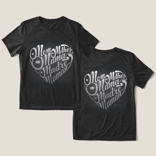 Mama Moeder Mama Charcoal Black Tri-Blend Shirt (Ontwerp Voorkant & Achterkant)