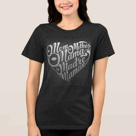Mama Moeder Mama Charcoal Black Tri-Blend Shirt (Voorkant)