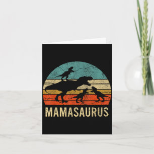 Mama moeder mama dinosaurus grappig 3 drie kindere kaart