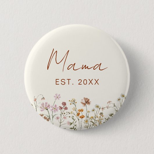 Mama Moeder Opgericht Wildflower Baby shower Ronde Button 5,7 Cm (Voorkant)