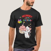 Mama Moeder Verjaardag Kat Kaars Ballonnen T-shirt (Voorkant)