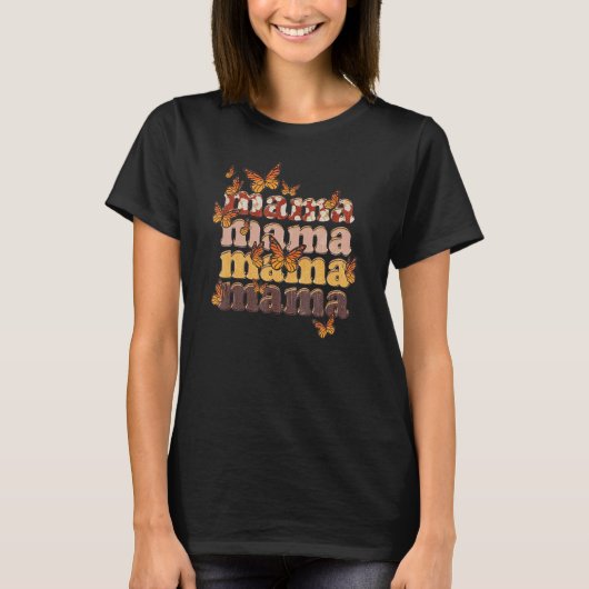 Mama Moeder Vlinder Boho Moeder Luipaard Koe Print T-shirt (Voorkant)
