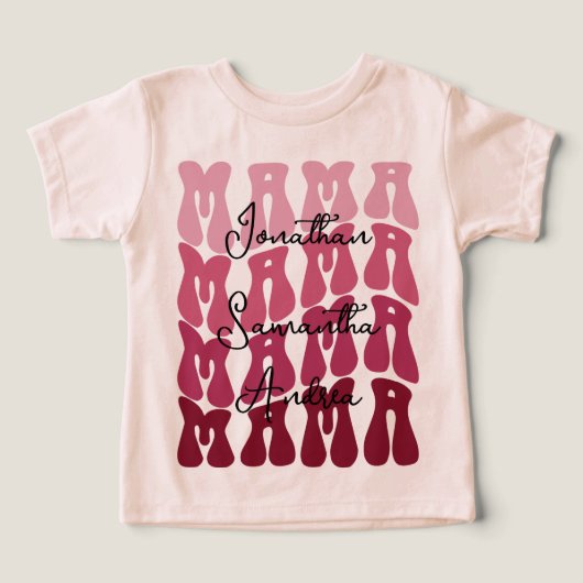 Mama Moederdag Aangepaste Kinderen Namen Groovy Re (Design voorkant)