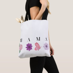 MAMA Moederdag Cadeau met Vlinders en Bloem Tote Bag