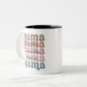 Mama Moederdag Custom Kinder Names Retro Tweekleurige Koffiemok (Voorkant links)