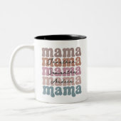 Mama Moederdag Custom Kinder Names Retro Tweekleurige Koffiemok (Links)