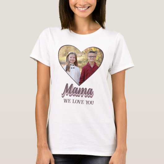 Mama Moederdag Heart Foto Gift van Kinderen T-shirt (Voorkant)