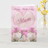 Mama Moederdag Kaart met roze rozen (Gele Bloem)