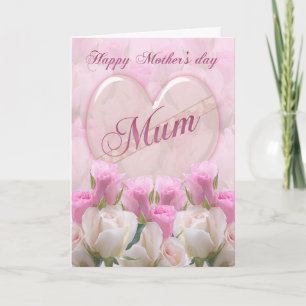 Mama Moederdag Kaart met roze rozen