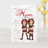 Mama Moederdag Kaart van Twins - Twee Schattigee e (Gele Bloem)