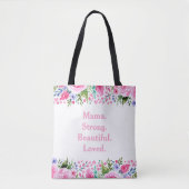 Mama Moederdag Roze Waterverf Bloemen Tote Bag (Voorkant)