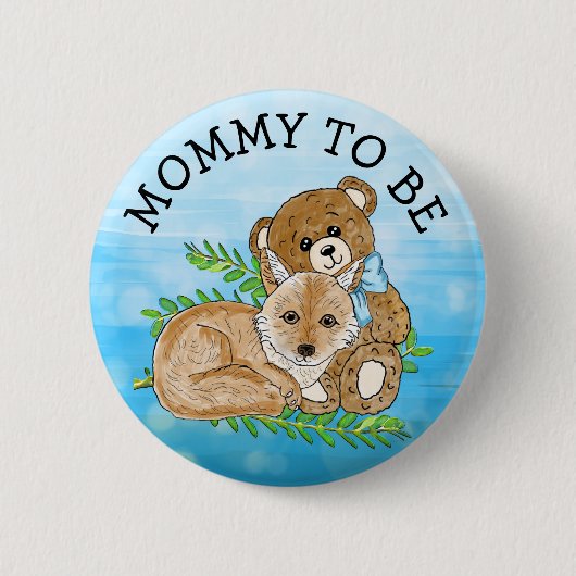 Mama moet Fox en Teddy Bear Baby shower zijn Ronde Button 5,7 Cm (Voorkant)