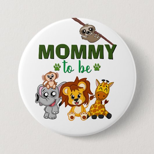 Mama moet Oerwoud Safari Baby shower zijn. Ronde Button 7,6 Cm (Voorkant)