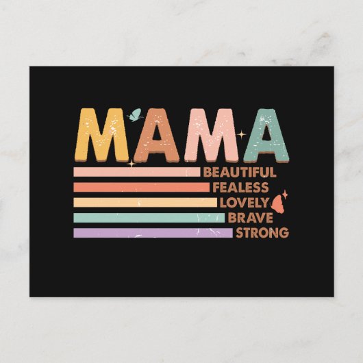 Mama Mooi Onbevreesd Mooi Dapper Sterk Briefkaart (Voorkant)